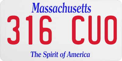 MA license plate 316CU0