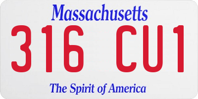 MA license plate 316CU1