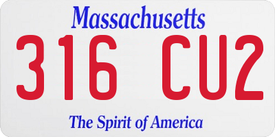 MA license plate 316CU2