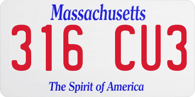 MA license plate 316CU3