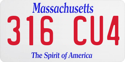 MA license plate 316CU4