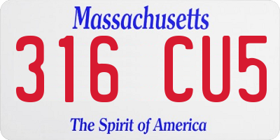 MA license plate 316CU5