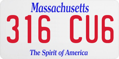 MA license plate 316CU6