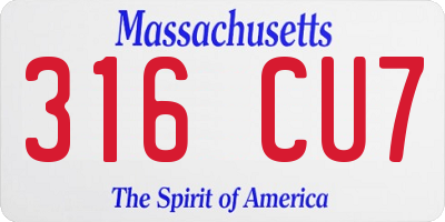 MA license plate 316CU7