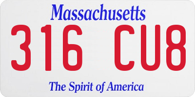 MA license plate 316CU8