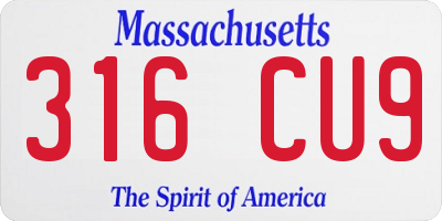 MA license plate 316CU9