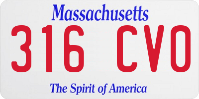 MA license plate 316CV0