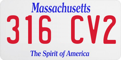 MA license plate 316CV2