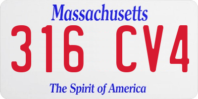 MA license plate 316CV4