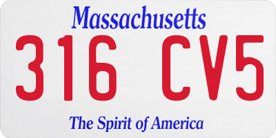 MA license plate 316CV5