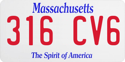 MA license plate 316CV6