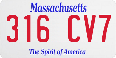 MA license plate 316CV7