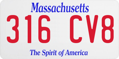 MA license plate 316CV8