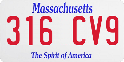 MA license plate 316CV9