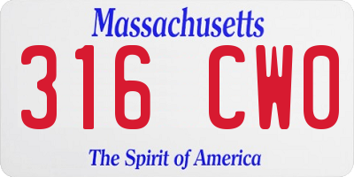 MA license plate 316CW0