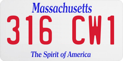 MA license plate 316CW1
