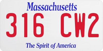 MA license plate 316CW2