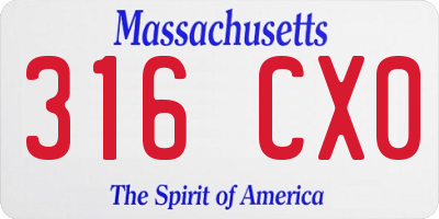 MA license plate 316CX0
