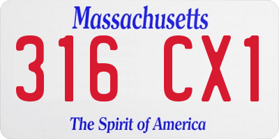 MA license plate 316CX1