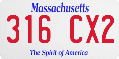 MA license plate 316CX2