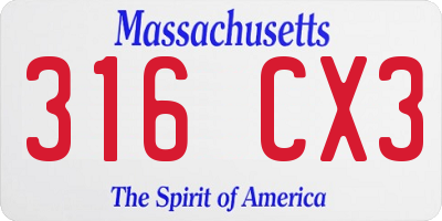 MA license plate 316CX3
