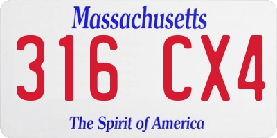 MA license plate 316CX4