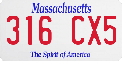 MA license plate 316CX5