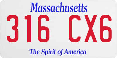 MA license plate 316CX6