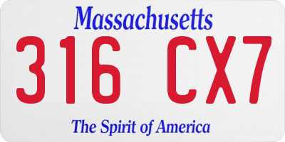 MA license plate 316CX7