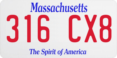 MA license plate 316CX8