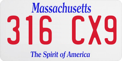 MA license plate 316CX9