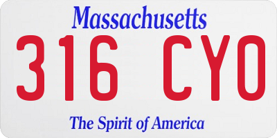 MA license plate 316CY0