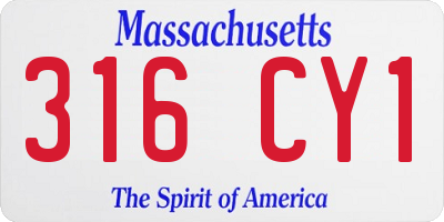 MA license plate 316CY1