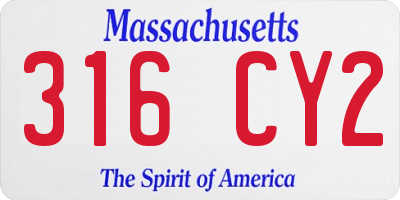 MA license plate 316CY2