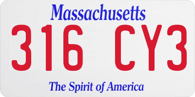 MA license plate 316CY3