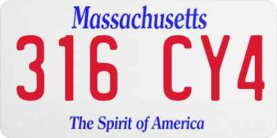 MA license plate 316CY4
