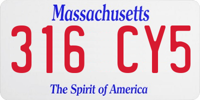 MA license plate 316CY5