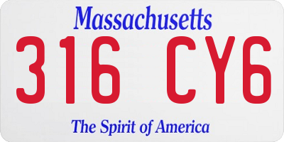 MA license plate 316CY6