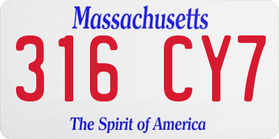 MA license plate 316CY7