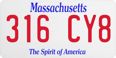 MA license plate 316CY8