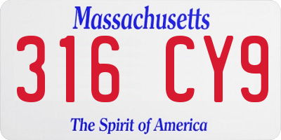 MA license plate 316CY9