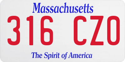 MA license plate 316CZ0