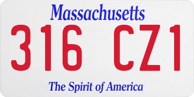 MA license plate 316CZ1