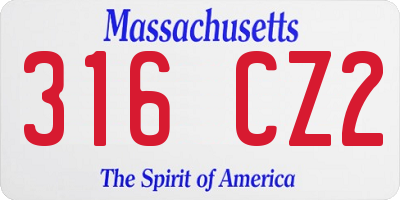 MA license plate 316CZ2