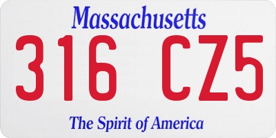 MA license plate 316CZ5