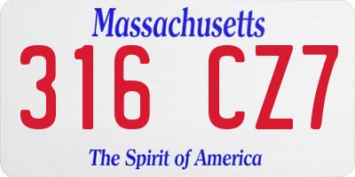 MA license plate 316CZ7