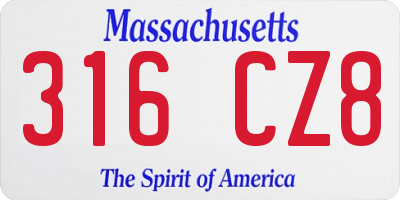 MA license plate 316CZ8