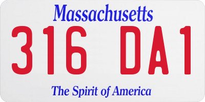 MA license plate 316DA1