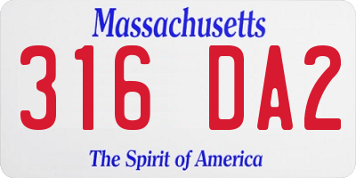 MA license plate 316DA2