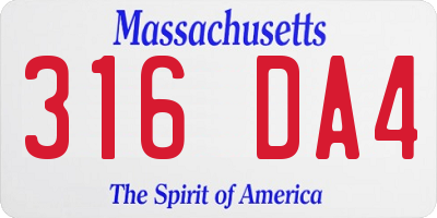 MA license plate 316DA4